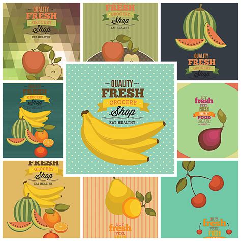 vegetables and fruits shop templates vector free download