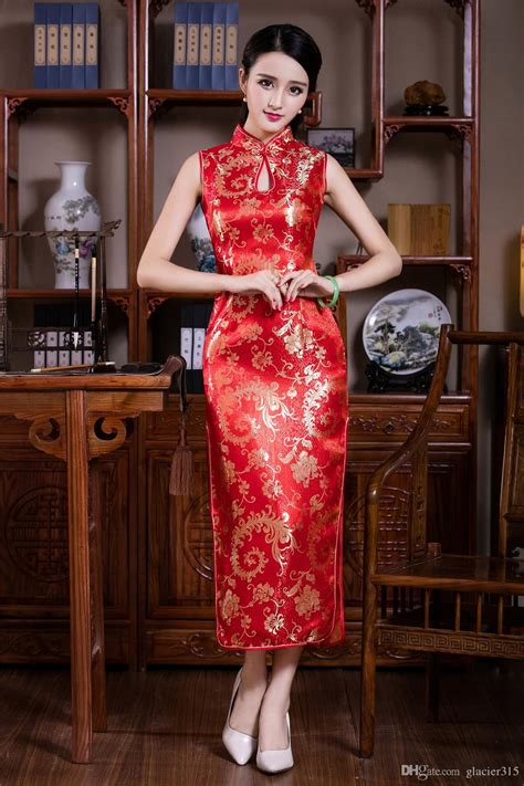 New Sexy Chinese Womens Clothing Long Cheongsam Dress Cheongsam