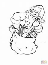 Coloring Santa Pages Bag His Busy Packing Drawing Printable sketch template