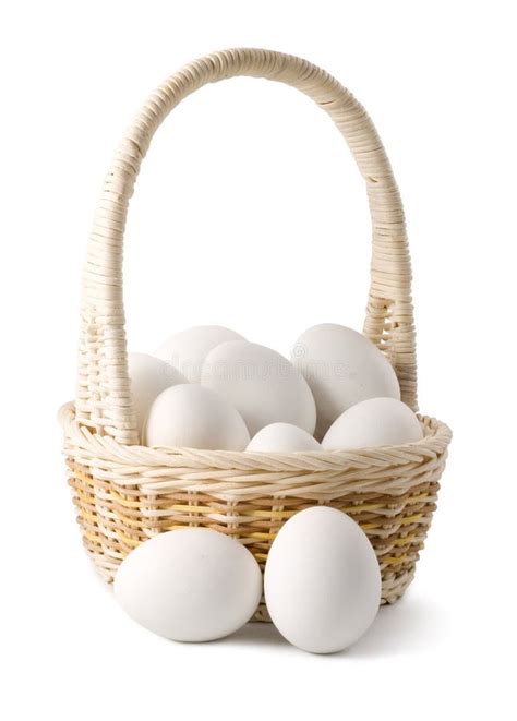 wicker basket filled  colorful easter eggs stock image image