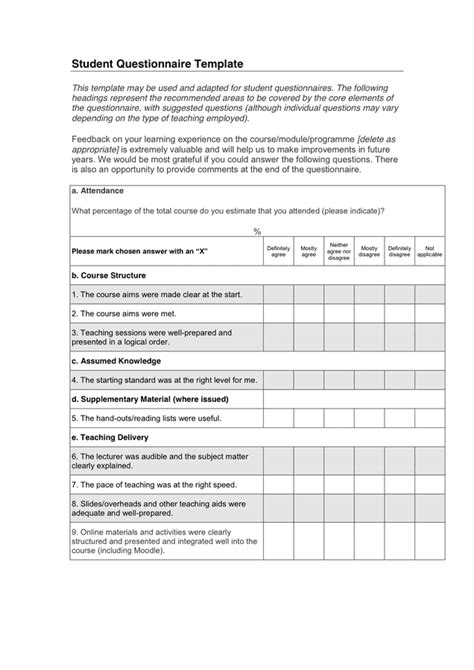 questionnaire form  word   formats
