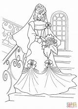 Coloring Wedding Pages Barbie Dress Supercoloring Princess Easy Her sketch template