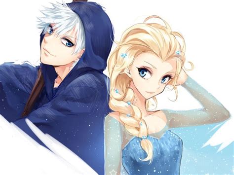 elsa and jack frost as anime characters i like it 디즈니 드림웍스 엘사
