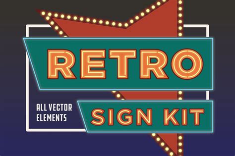 retro sign vector kit graphic objects creative market