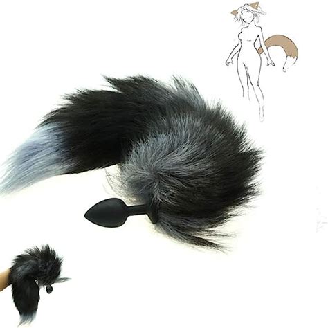Faux Silver Fox Tail Anal Plugs Training Bdsm Sex Toy