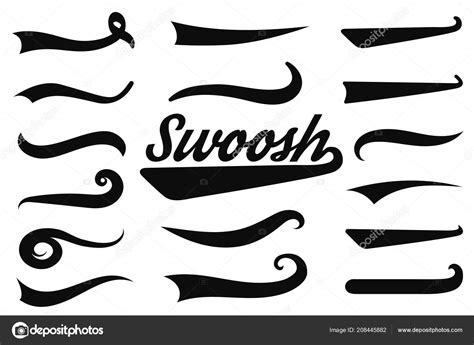 typographic swash swooshes tails retro swishes swashes athletic