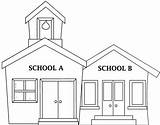 Coloring School House Pages Primary Classroom Students sketch template