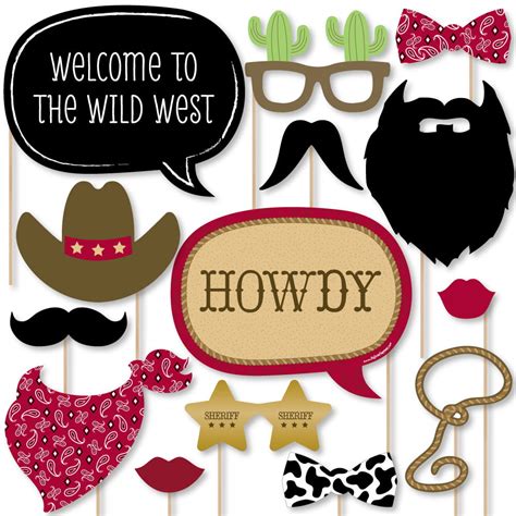 big dot  happiness  cowboy western photo booth props kit