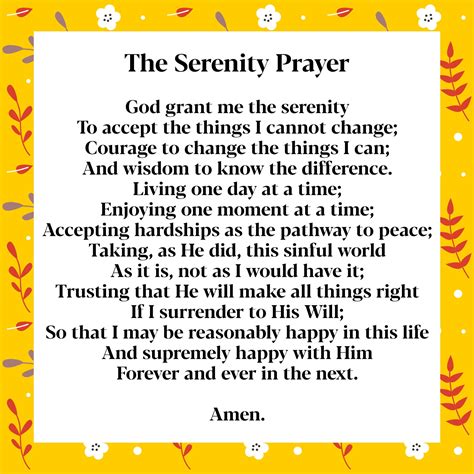 serenity prayer printable version     printablee