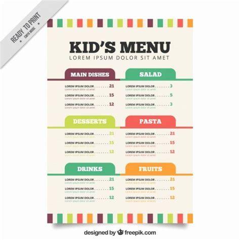 kid menu template   flat menu template  kids vector
