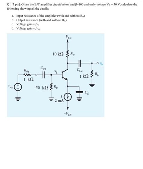 solved   pts   bjt amplifier circuit   cheggcom