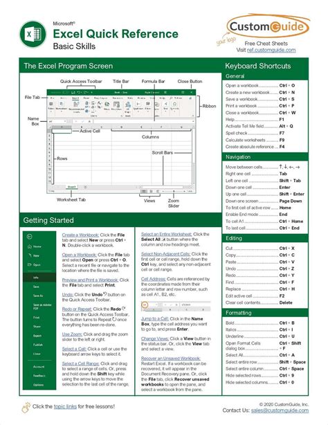 microsoft excel quick reference guide  kit
