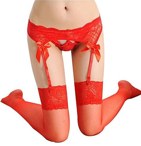 Generic Cozy Women Lace Top Thigh Highs Stockings And Garter Belt