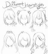 Anime Hair Reference Hairstyle Drawings Drawing Draw Cute Female Manga Sketch Sketches Simple Choose Board Tutorial Sketching sketch template