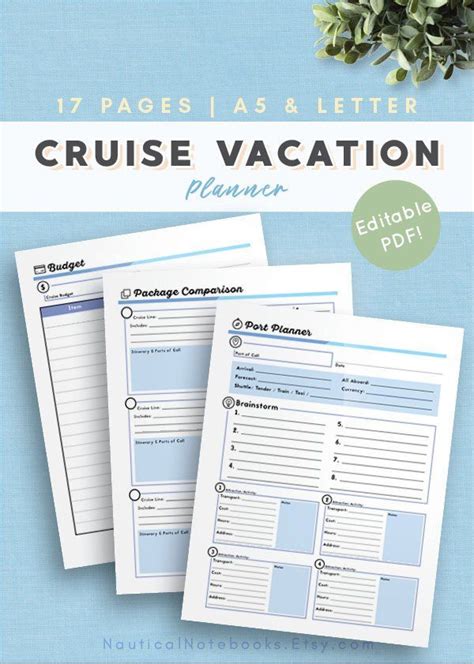 cruise planner travel itinerary cruise vacation planning printable