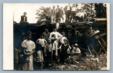 train wreck antique real photo postcard rppc railway accident