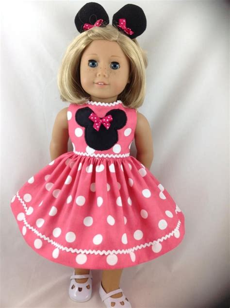 american girl doll dress vacation pink minnie mouse polka dot etsy