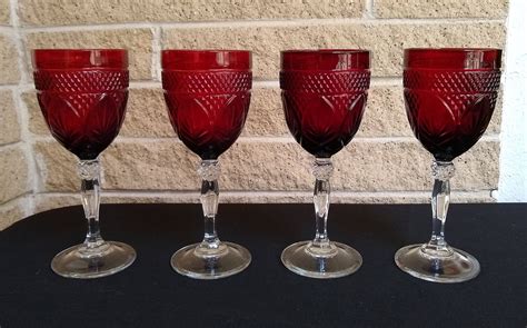 Ruby Red Wine Glasses With Crystal Stems Antique Etsy In 2020 Red