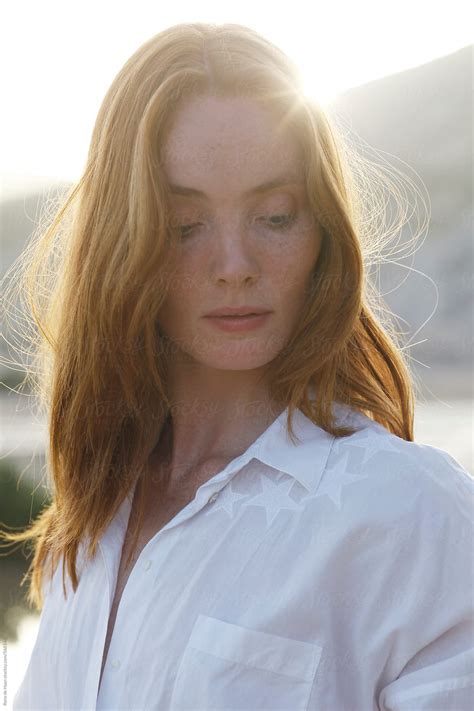 Redhead In White Shirt By Rene De Haan Ginger Redhead