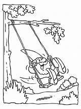 Colorir Gangorra Gnome Playing Swings Designlooter Pode Brincadeiras Buscando sketch template