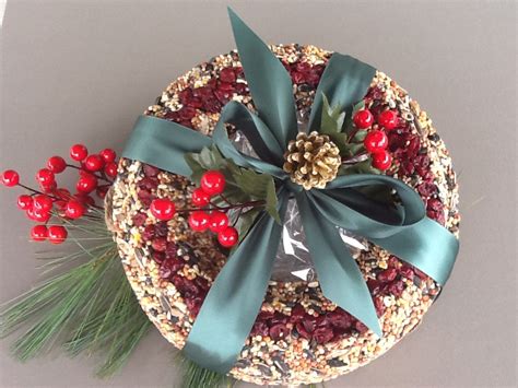 holiday wrapped bird seed wreath