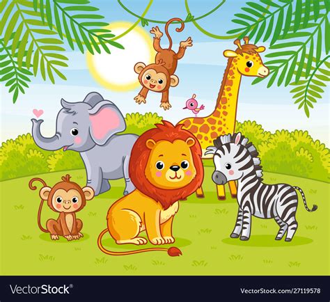 cute african animals  jungle animals   vector image