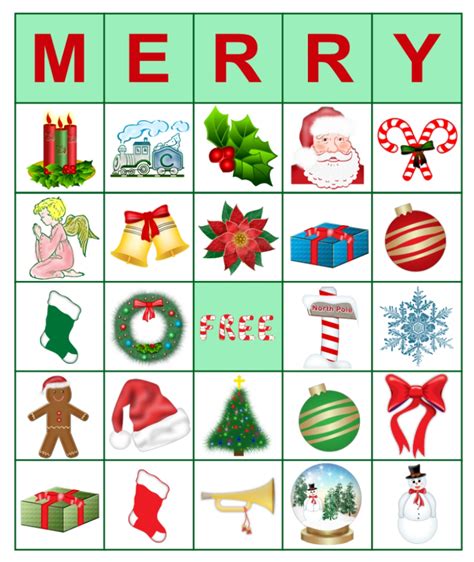 christmas bingo cards template printable