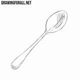 Spoon Easy Drawingforall Pencil sketch template