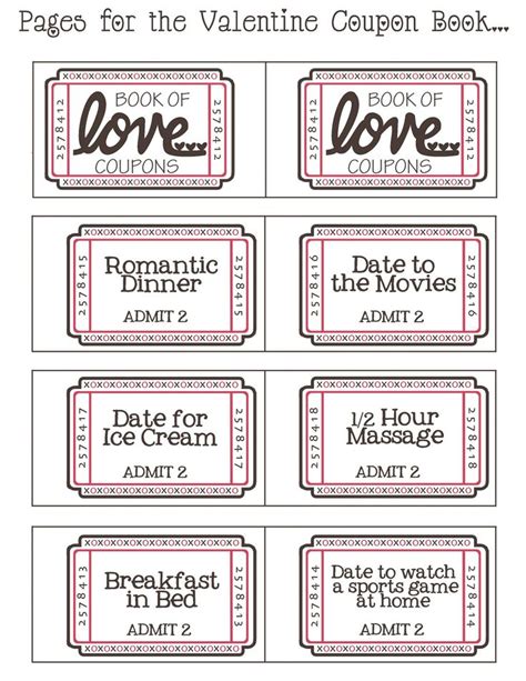 printable valentine coupon book valentines day pinterest