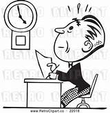 Before Work Deadline His Finish Retro Time Businessman Trying Clipart Bestvector sketch template