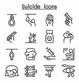 Suicide Vector Icon Thin Line Set Style Vectors Royalty sketch template