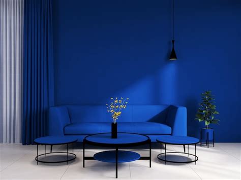 premium photo dark blue living room interior design  rendering
