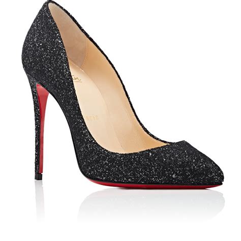christian louboutin leather pigalle follies glitter pumps  black lyst