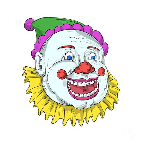 vintage circus clown smiling drawing digital art  aloysius patrimonio