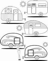 Coloring Pages Rv Camping Campers Colorear Trailer Clipart Caravan Retro Teardrop Happy Wohnwagen Camper Embroidery Vintage Colouring Patterns Travel Para sketch template