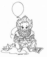 Pennywise Coloring Scary Clown Jadedragonne Lineart Kleurplaat Fairy Dufort Enge Sally sketch template