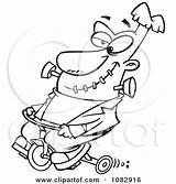 Trike Riding Illustration Frankenstein Outlined Toonaday Royalty Vector Clipart Boy Cartoon His 2021 sketch template