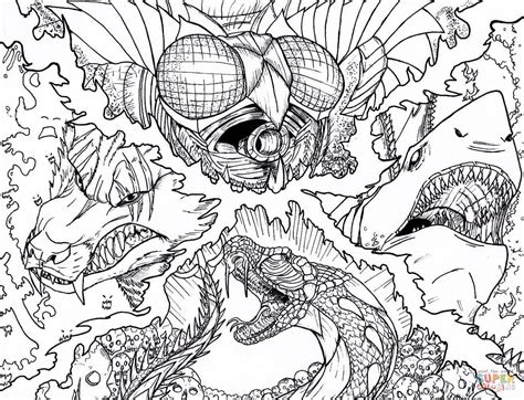 kaiju apocalypse coloring page  printable coloring pages