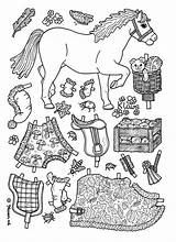 Coloring Paper Pages Doll Horse Dolls Printable Horses Vintage Dress Heste Animals Påklædningsdukker Pony Color Til Colour Crafts Karen Karenspaperdolls sketch template