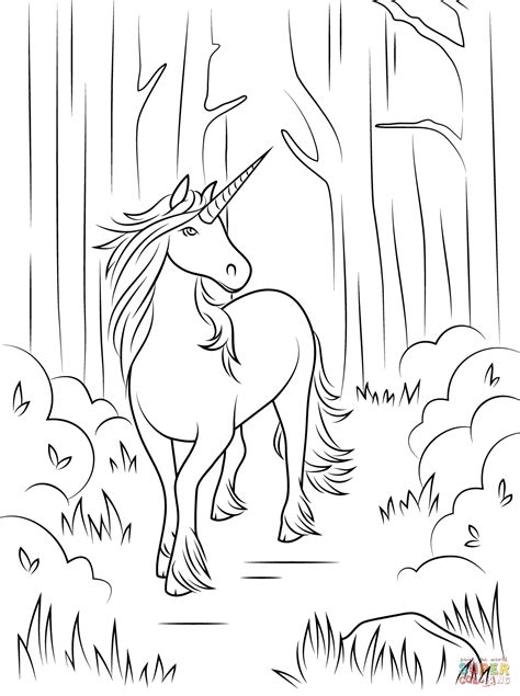 forest unicorn coloring page  printable coloring pages