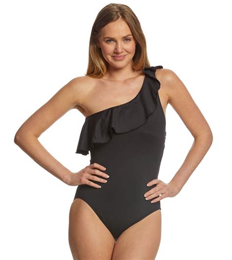 lauren ralph lauren beach club solid  shoulder  piece swimsuit  swimoutletcom