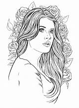 Coloring Pages Adult Beautiful Girl Girls Adults Sheets Lady Printable Books People A4 Hair Size Face Color Book Paper Drawing sketch template