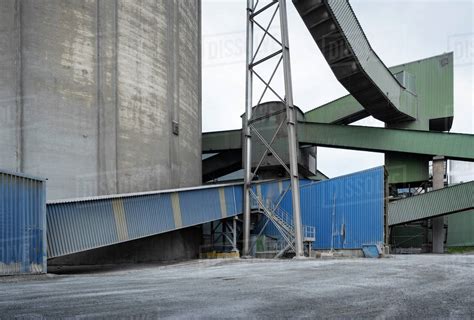 public road runs  vast cement factory slite gotlands lan
