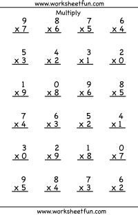multiplication  printable worksheets worksheetfun