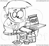 Food Junk Clipart Picnic Packing Cartoon Boy Basket Into Coloring Vector Toonaday Outlined Dye 2021 Leishman Ron Clipground sketch template