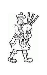 Bagpipes Coloring Clipart Kilt Man Clip Playing Scotland Cliparts Bagpipe Plays Library Drawings sketch template