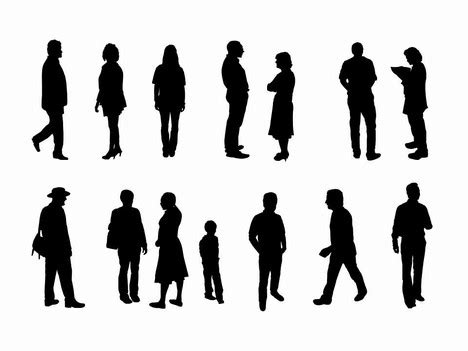 full length people silhouette outlines