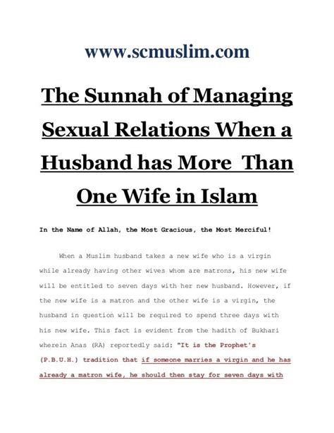 The Sunnah Of Managing Sexual Relations When A Husband Has More Than…