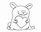 Heart Rabbit Coloring Coloringcrew sketch template