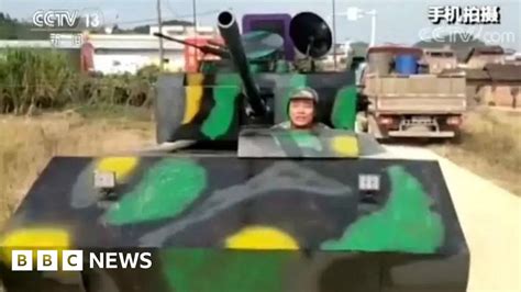 Chinese Man Loses Licence After Building His Own Tank Bbc News